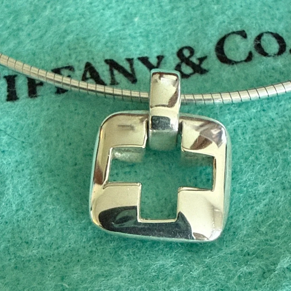 Tiffany & Co. Cross Cutout Pendant Omega Chain Necklace